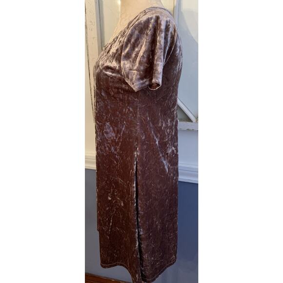 Small Socialite Women's Pink Mauve Velour Dress A-Line Stretch Short Sleeve - Picture 3 of 5